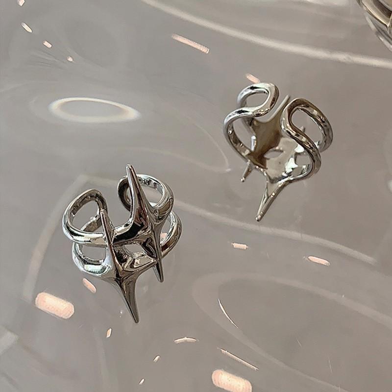 Punk Silver Color Y2K Stars Open Rings for Women Men Fashion Adjustable Couple Rings Hip Hop Vintage Ring Jewelry Gift
