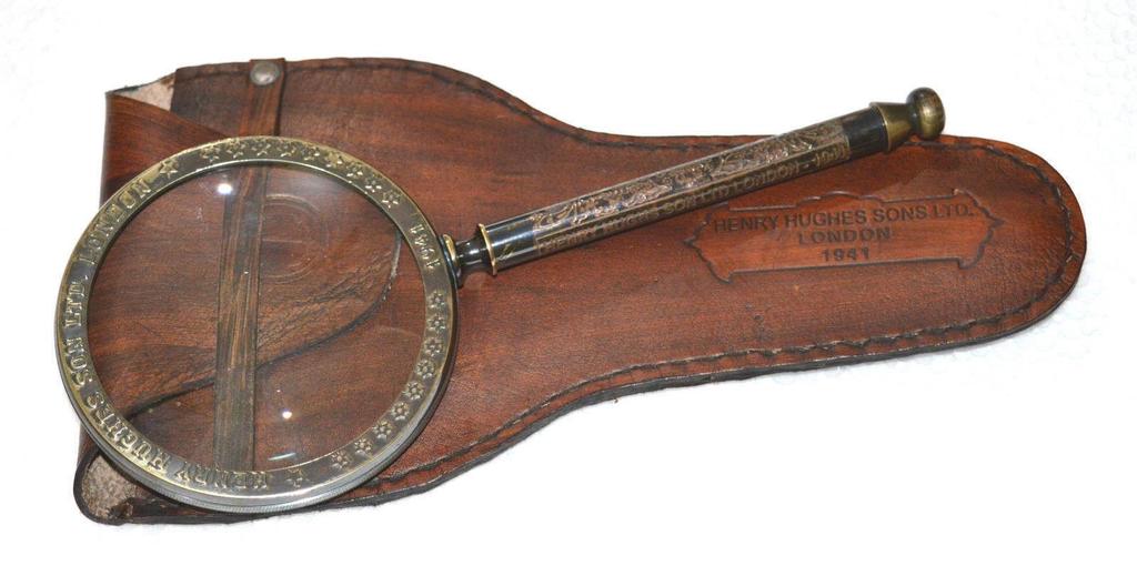 Brass Manifer Magnifying Glass with Leather Storage Case, Handmade Magnifying Lance, Classic Look