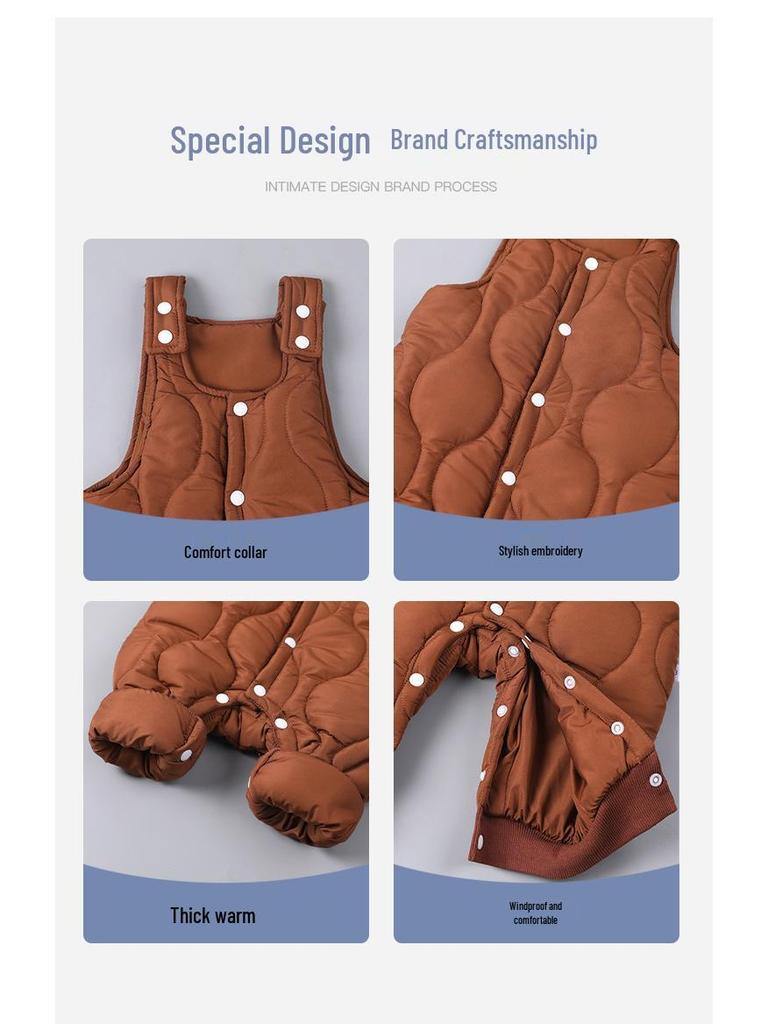 Pikowany kombinezon niemowlęcy: Ciepłe kombinezony jesienno-zimowe z rozpięciem w kroku