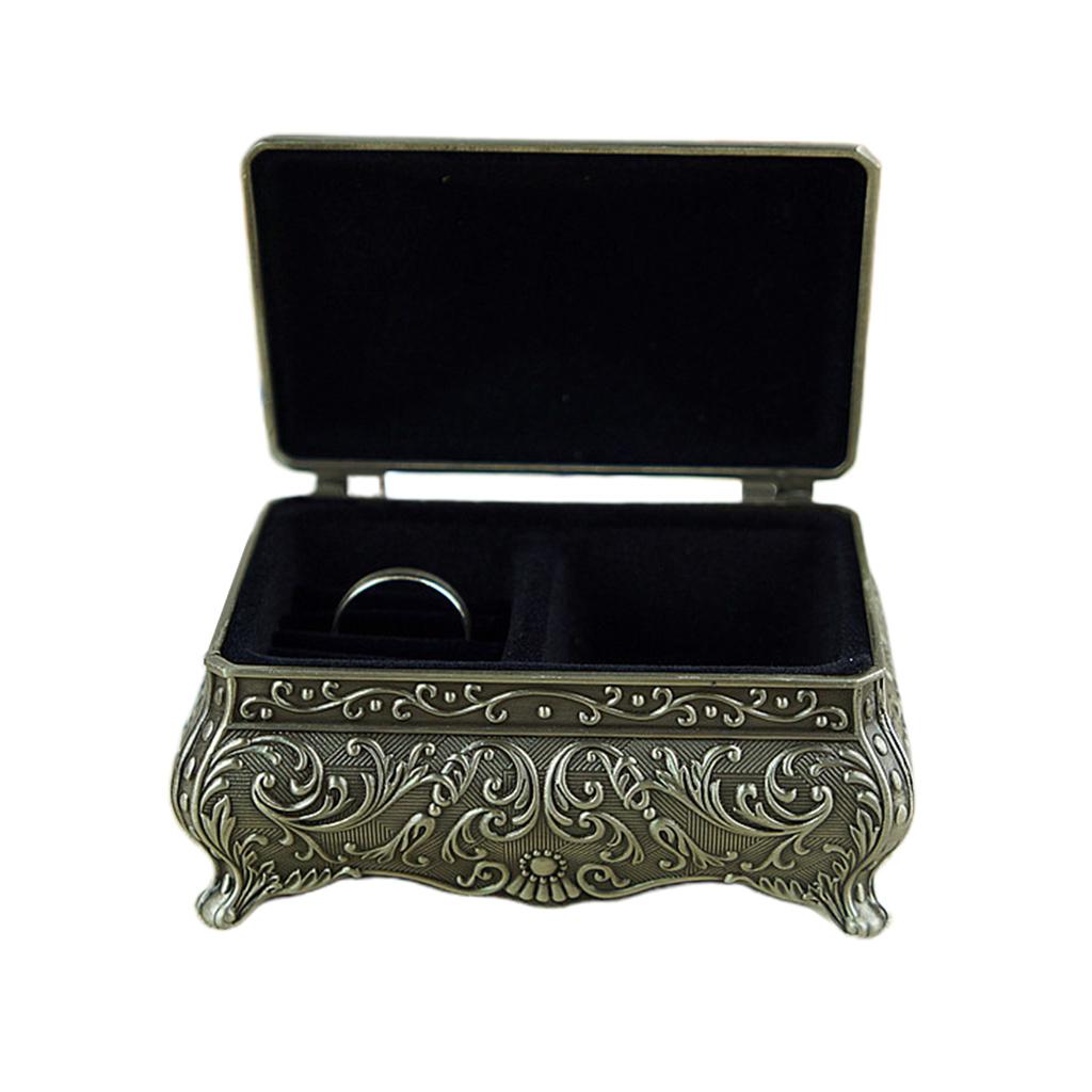 Antiker Metall-Schmuckorganizer mit metallisch floral gravierter Schmuckschatulle Dekorative Schmucktruhe Aufbewahrung für Etui