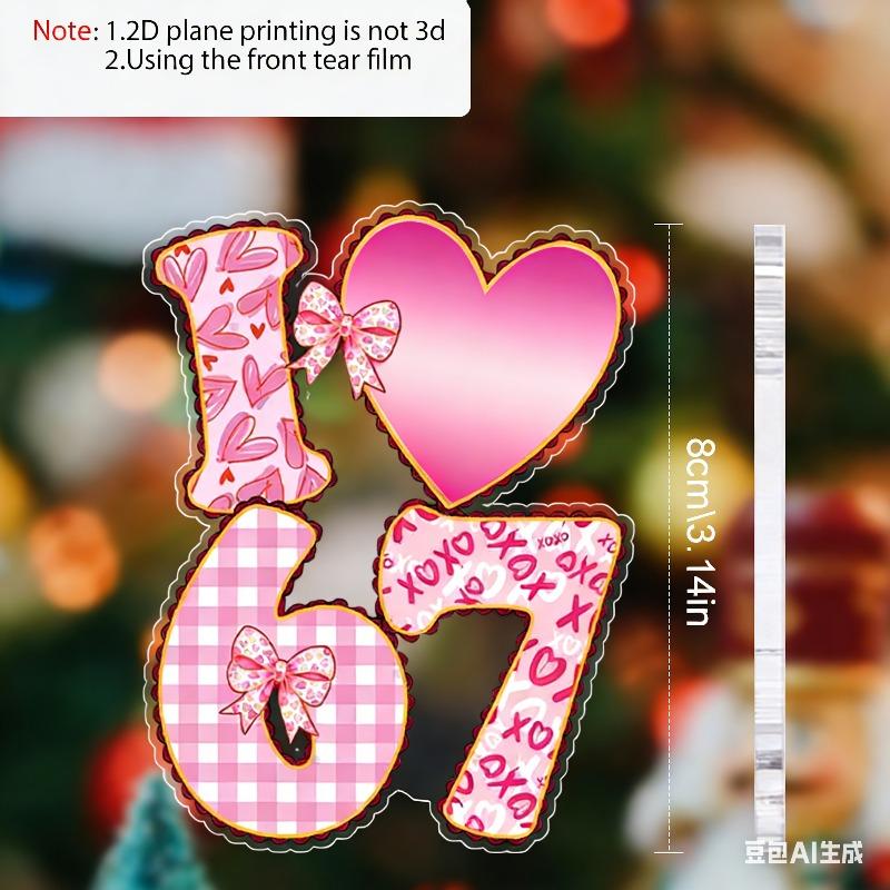 2D Flat Six Seven Love Shaped Acrylic Decoration Sign, Valentine'S Day Gift, Suitable for Wall Decoration, Porch, Room, Villa, Accents Home, Hallway,