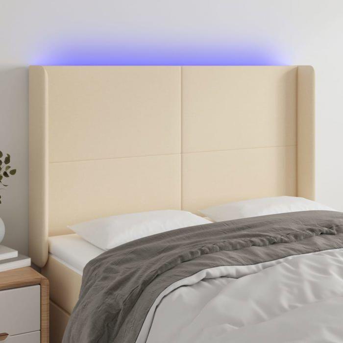 VidaXL LED Headboard Bedroom Furniture Double Bed Accessory Head of Bed Frame Interior Cream 3123771