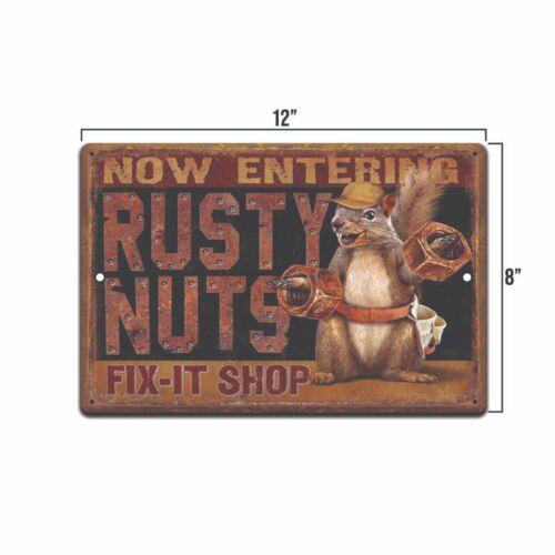 

ENTERING RUSTY NUTS SHOP FUNNY METAL NOVELTY GARAGE SIGNAluminum 20x30cm（7.8x11.8inch）