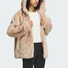 Adidas Solid Color Sports Loose Hooded Fleece Jacket Women Outerwear Magic-Light-Brown IZ4564
