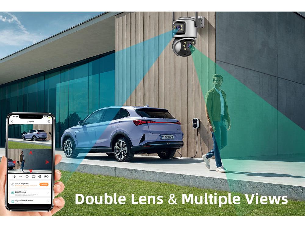 Dual Lens ICsee Wireless PTZ Surveillance Camera