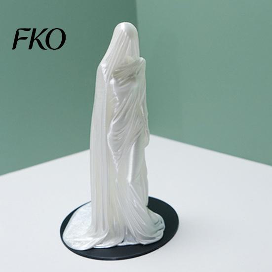 Veiled Lady Statue 3D Printed Goddess Sculpture, Mysterious Female Figurine with Robe, Dark Gothic Sculpture Home Decor for Desk Bookshelf,