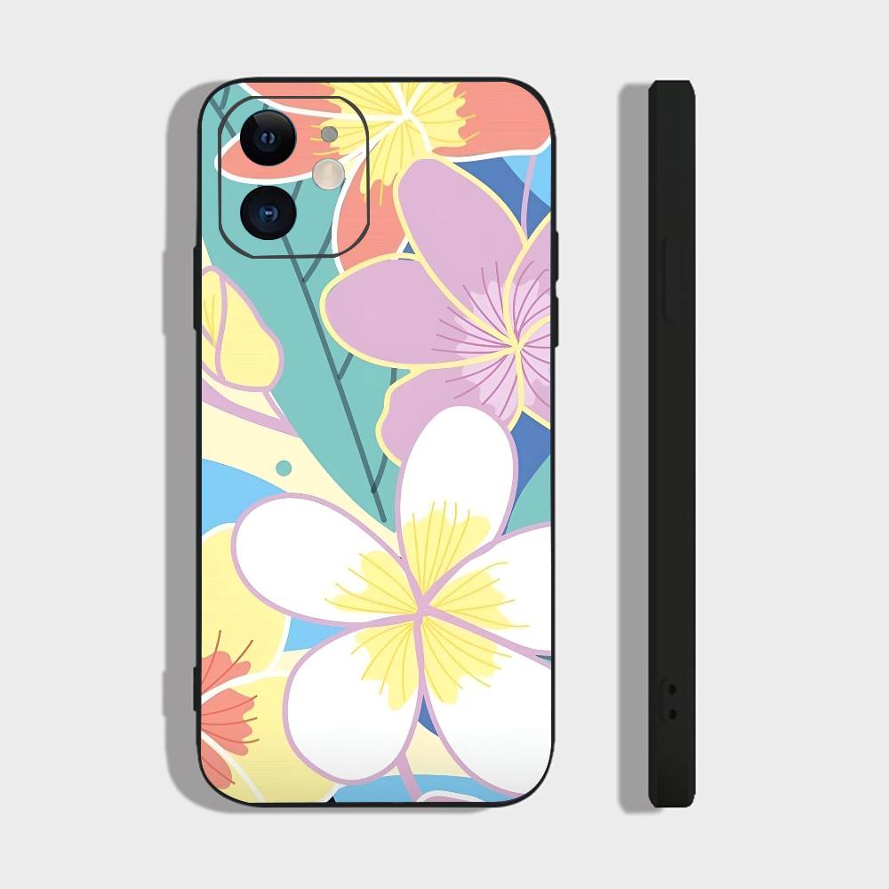 Art Flower For IPhone 13,17,11,12,16,14,15,Plus,Pro Max Soft Silicone Black Phone Case