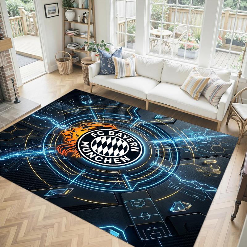 FC Bayern Design Kristall Samt Teppich Gemütlich Nicht?Rutschfester Teppich mit Aufdruck für Schlafzimmer Wohnzimmer Eingang