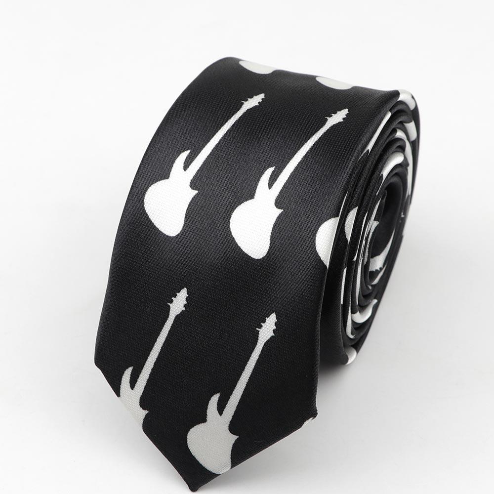 Classic Fashion Men's Skinny Tie Colorful Musical Notes Printed Piano Guitar Polyester 5cm Width Necktie Party Gift Accessory