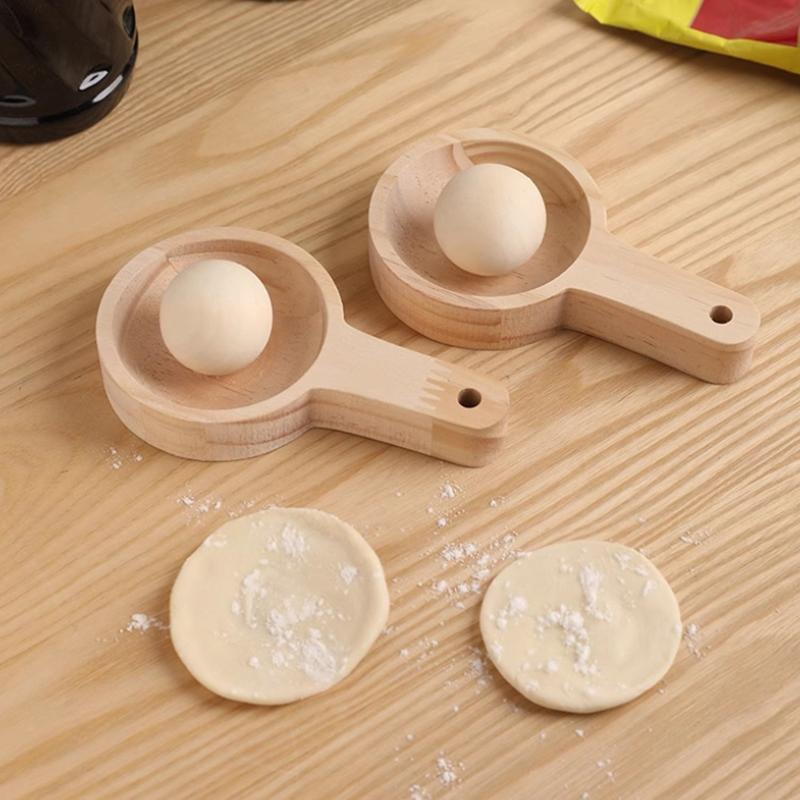 Round Wood Dumpling Skin Maker Ball Rolling Manual Dumpling Maker Dumpling Skin Press Reusable Dumpling Ravioli Maker Tools