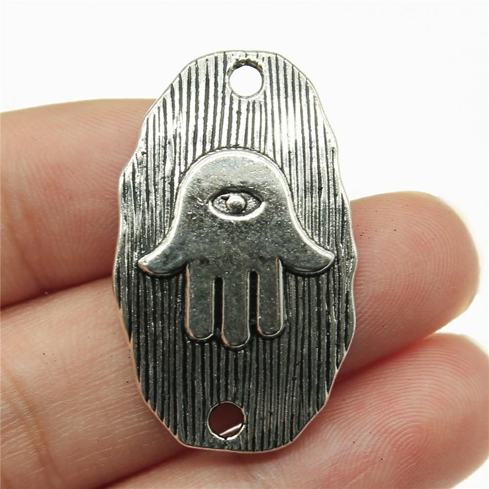 10pcs Charms Hamsa Hand Antique Silver Color Hamsa Hand Charms Pendants For Bracelets Lufthansa Hand Charms Wholesale