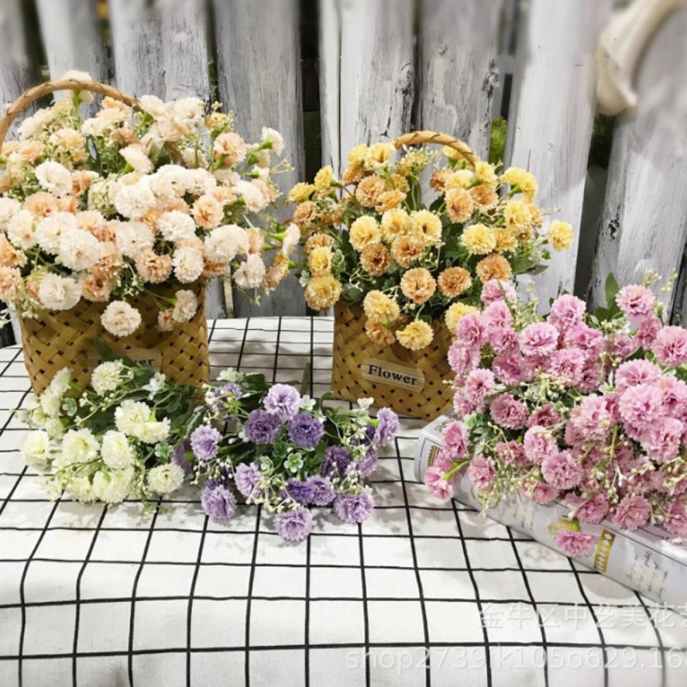 20-Branch Simulated Carnations Artificial Flowers Tassels Silk Plastic Realistic Carnation for Bouquet Home Decor