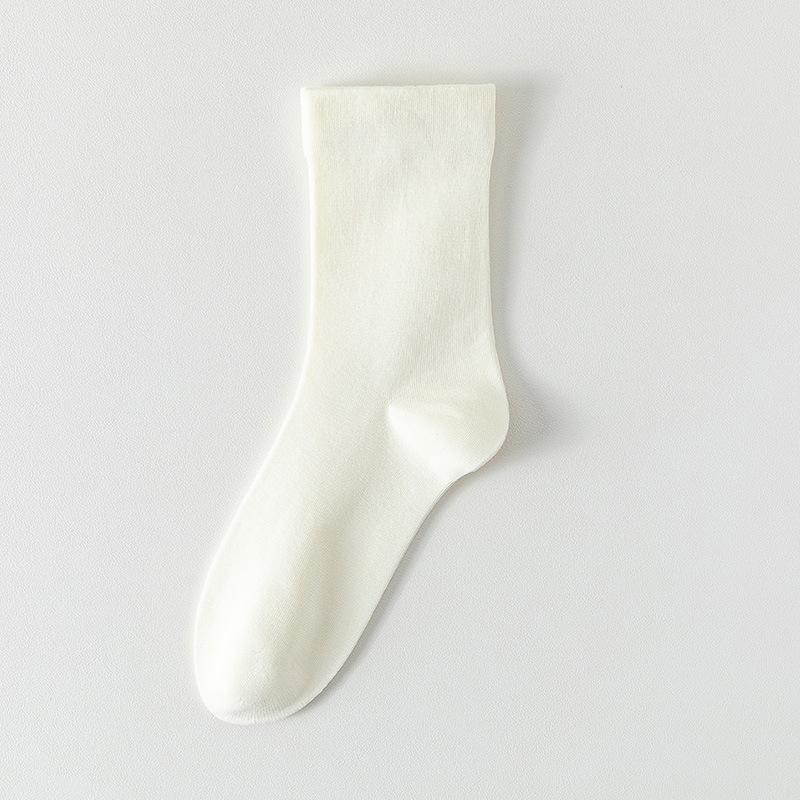 Solid Color Boneless Pile Stockings, Spring and Summer Loose Maternity Socks, Mid-calf Socks, Summer Breathable and Sweat-absorbing Cotton Socks