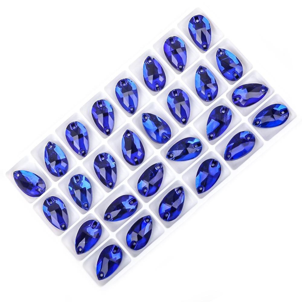 Weichen Flat Bottom Water Drop Hand Seam Drill Glass Double Hole Water Drop Drill Flat Buckle Diy Jewelry Accessories Material