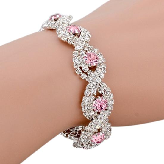Women's Elegant Wedding Banquet Bangle Cocktail Party Rhinestone Bracelet