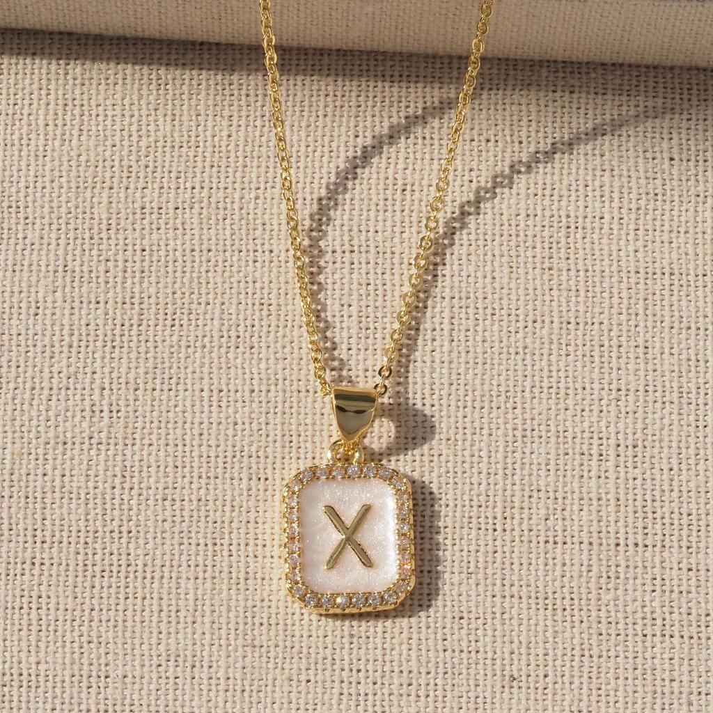 Trendy Gold-Plated A-Z Initial Pendant Necklace with Enamel Finish