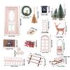 Christmas Scene Dollhouses Accessories With Miniature Wreath And Reindeer Door Decors Holiday Gift