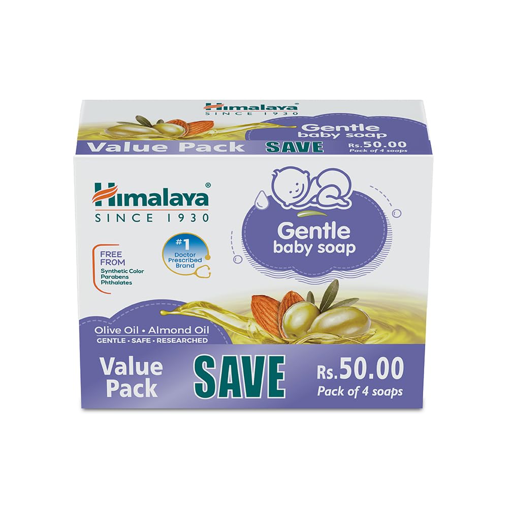 Himalaya Gentle Baby Soap 75g Pack of 4 - Soft Hydrating Natural Care for Delicate Skin
