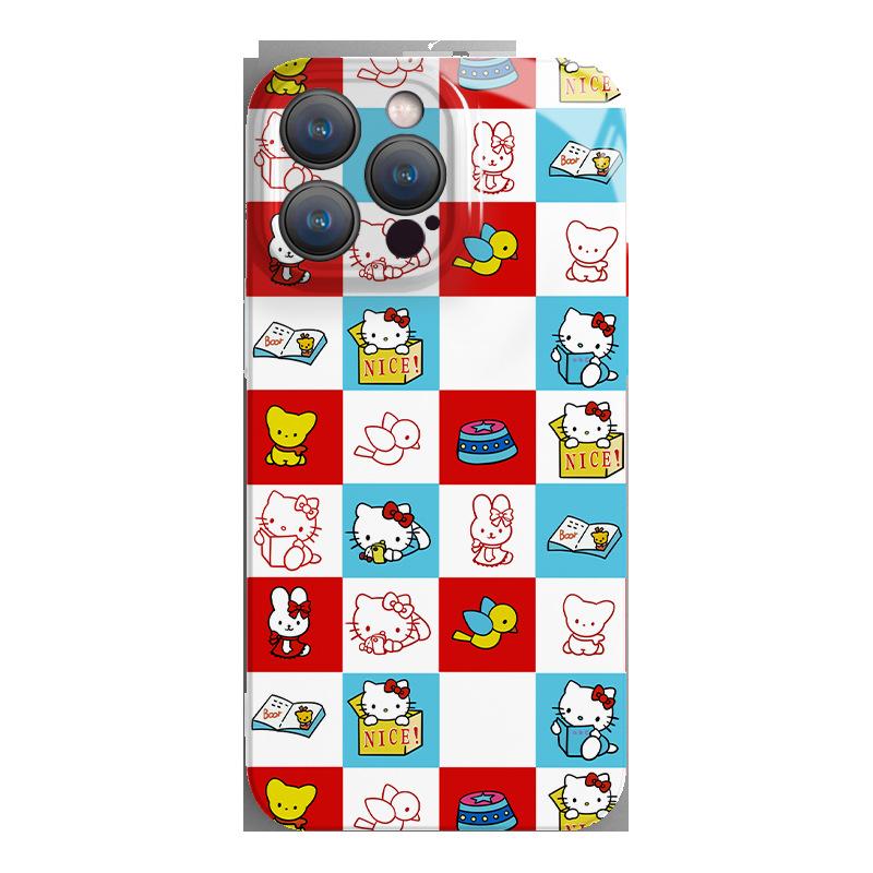 ins creative plaid hellokitty for iphone11promax mobile phone case 11 Hello Kitty new 11