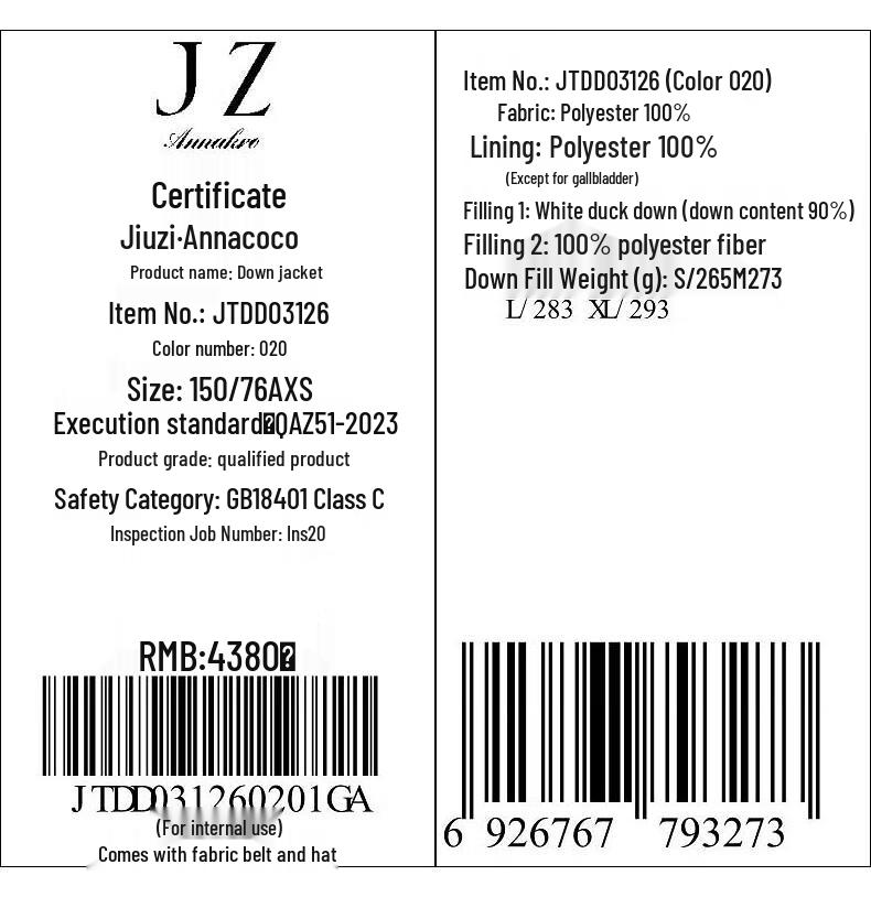 Jiuzi Anna Kou Dopamine-Inspired Hooded Long Down Jacket for Women