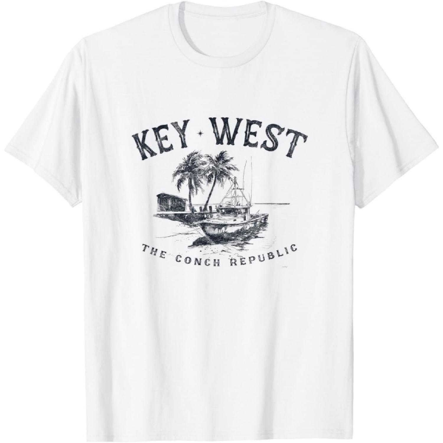 Key West Fishing Boat Conch Republic Tackle Gift T-Shirt XXXXXL белый