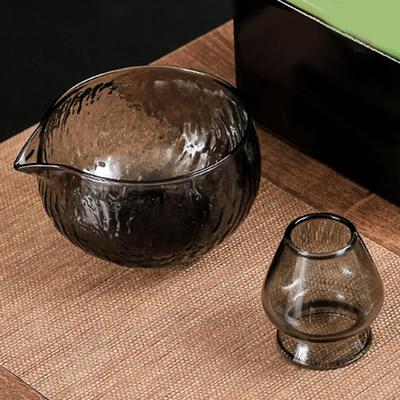 Traditional Matcha Bowl with Spout and Whisk Holder, Handmade Matcha Chasen Ritual Set