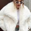Women's Fluffy Faux Fur Jacket Long Sleeve Lapel Furry Coat Open Front Shaggy Jacket Winter Warm Outerwear