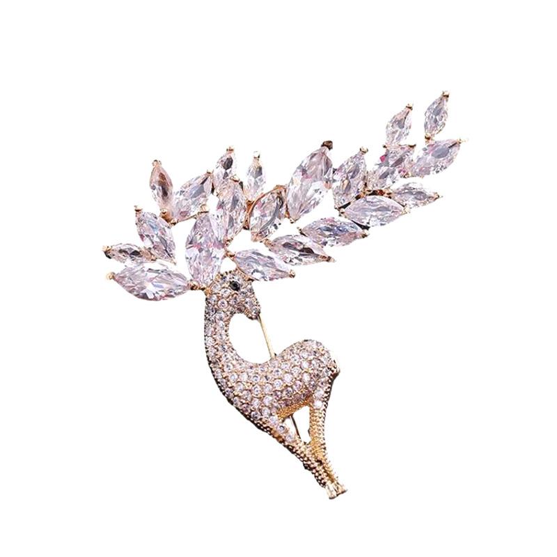 Mode Exklusiv Glänsande Strass Hjort Brosch För Kvinnor Män Vintage Djur Brosch Rockar Pins Kläder Accessoarer Gåvor