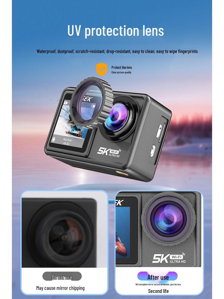 4K Sports Action Camera with Anti-Shake, Touchscreen, Wireless Connectivity, for Cycling & Fishing