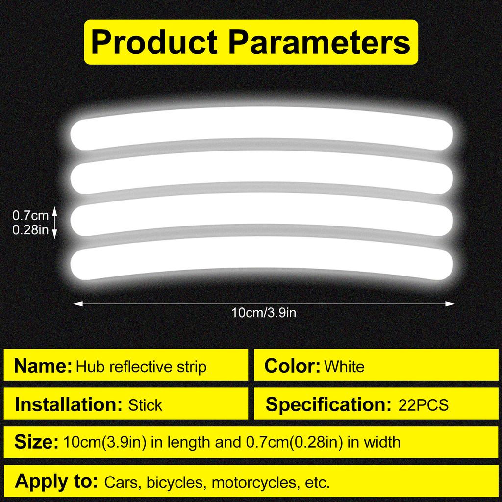 Car Reflective Sticker Safety Luminous Stripe Tire Rim Sticker Wheel Hub Exterior Decoration for Vehicle Motorcycles Bicycles