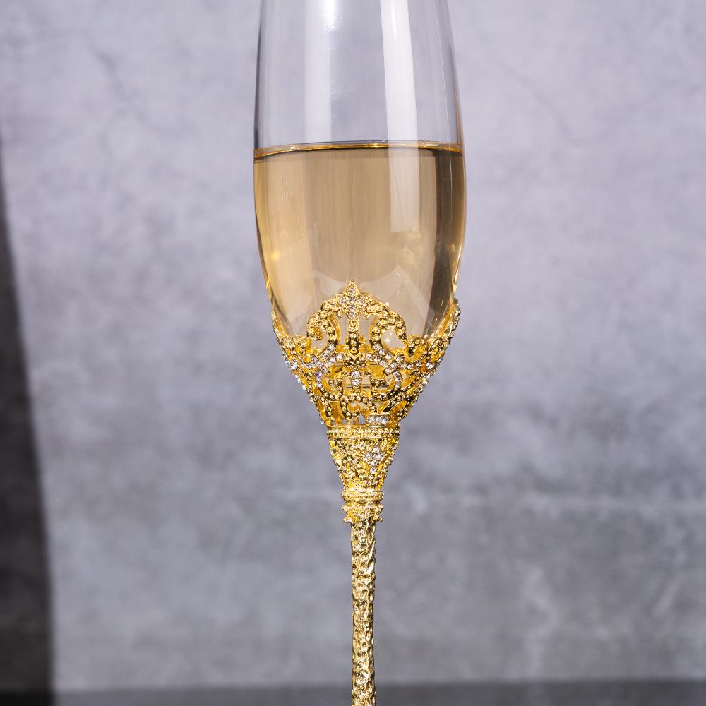 Vintage Bubble Embossed Champagne & Wine Crystal Glass Set with Gift Box