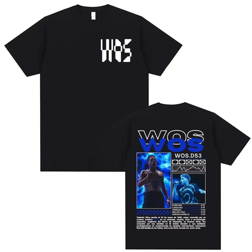 

Футболки с обложкой тура рэпера WOS DS3 2025 для мужчин и женщин, летние футболки в стиле Харадзюку, винтажные хип-хоп футболки с поп-музыкой, комфортные 100% футболки XXXXXL чёрный