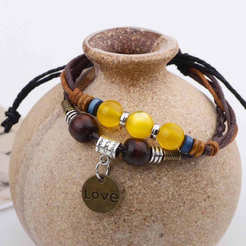 JMXD-Bracelet Accessories Hand-woven Wax Rope Crystal Bead Bracelet for Women