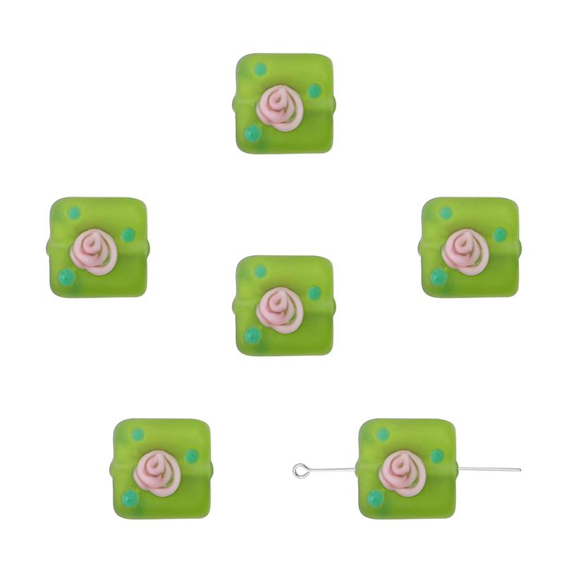 

2 шт. ручная роспись матовые цветные стеклянные квадратные бусины для DIY ожерелье браслет серьги изготовление ювелирных изделий аксессуары для рукоделия зелёный