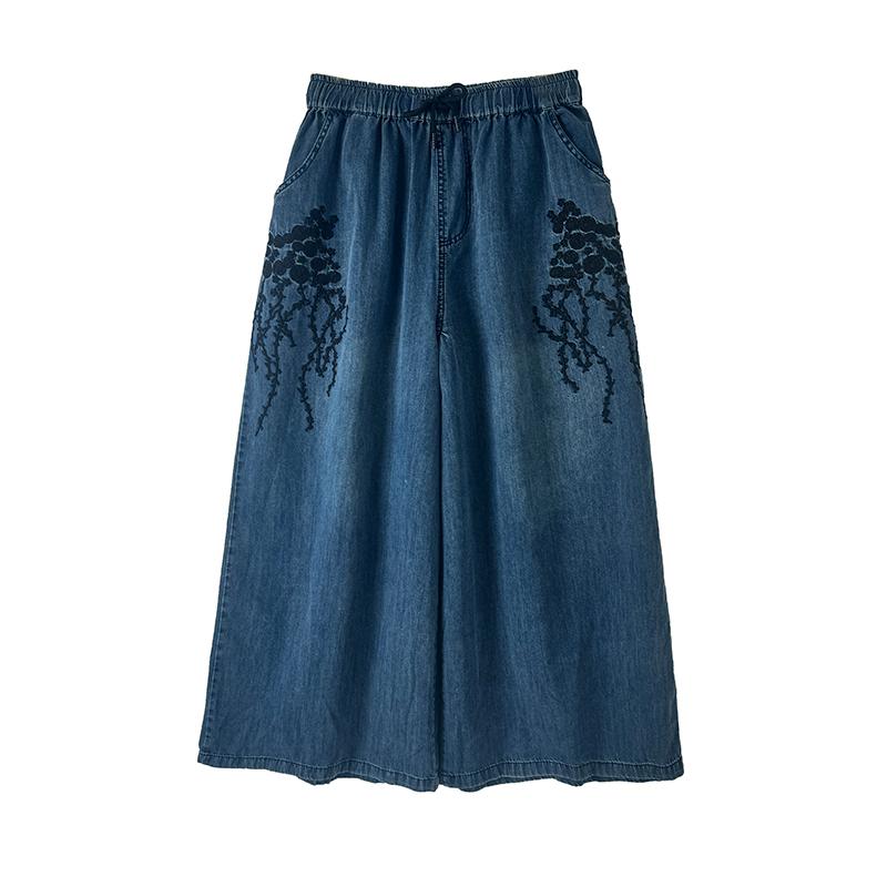 Dimanaf 2025 Summer Jeans Plus Size Pants Women Elastic Long Pants Basic Harem Denim Loose Wide Leg Pants Casual Trousers