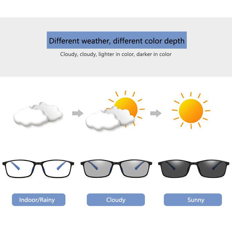 TR90 Thin Frame Change Color Eyewear Photochromic Eyeglasses Women Men Prescription 0 -0.5 -1.0 -1.5 -2.0 -2.5 -3.0 To -6.0