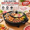 Antihaftbeschichtung 2-in-1 Hot Pot Gusseisen Shabu Shabu Topf Elektrischer Hot Pot Grill Indoor