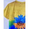Gradient Color Block Sunflower 3D Printed Women's Short-sleeved T-shirt Summer Comfortable Casual Bottoming Top