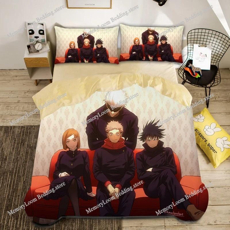 Fashion Vibrant 3D Print Anime Jujutsu Kaisen Bedding Set Single-Twin-Full-Queen-King Size Adult Kid Bedroom Stylish Duvet Cover