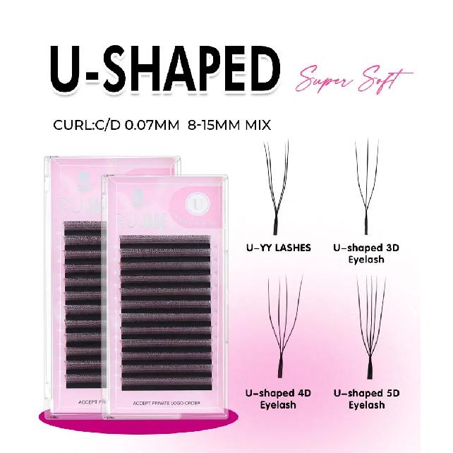 New Arrival U Shape YY Eyelashes Extensions 3DW U5DW Lashes Extension Premade Volume Fans False Eyelashes U Shape W Bloom Lashes