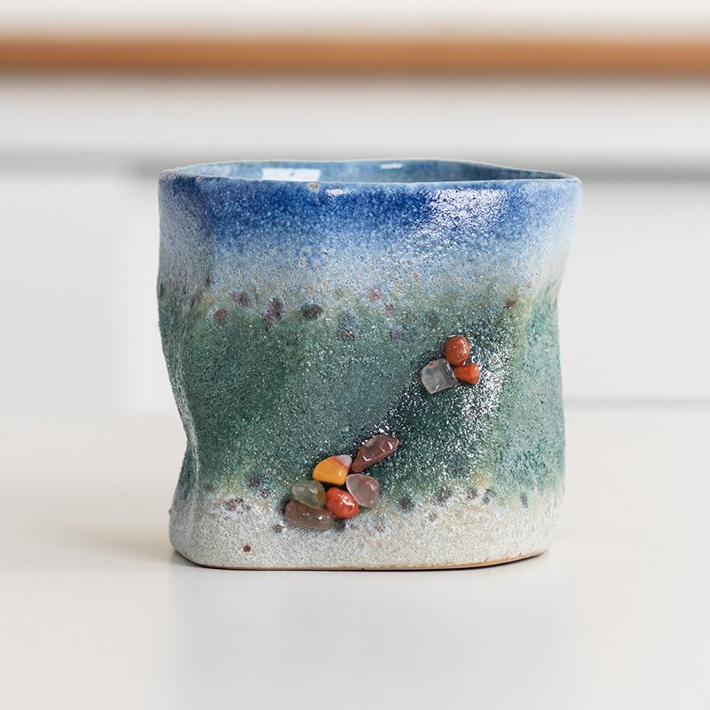 Coarse Pottery Water Cup Irregular Cup Ceramic Cup Special-Shaped Coffee Cup Home Silent Wind Home Retro Mug