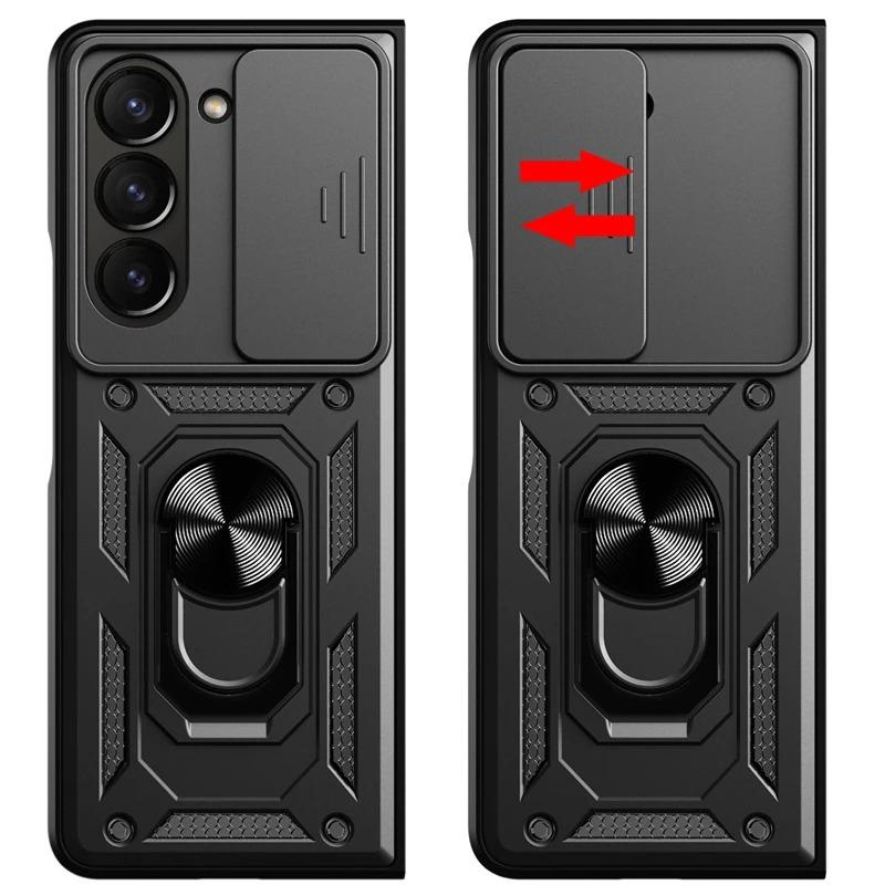 Armor Shockproof Case for Samsung Galaxy Z Fold 6 5 4 3 5G Cover with Ring Magnetic Holder Metal Stand Foldbale