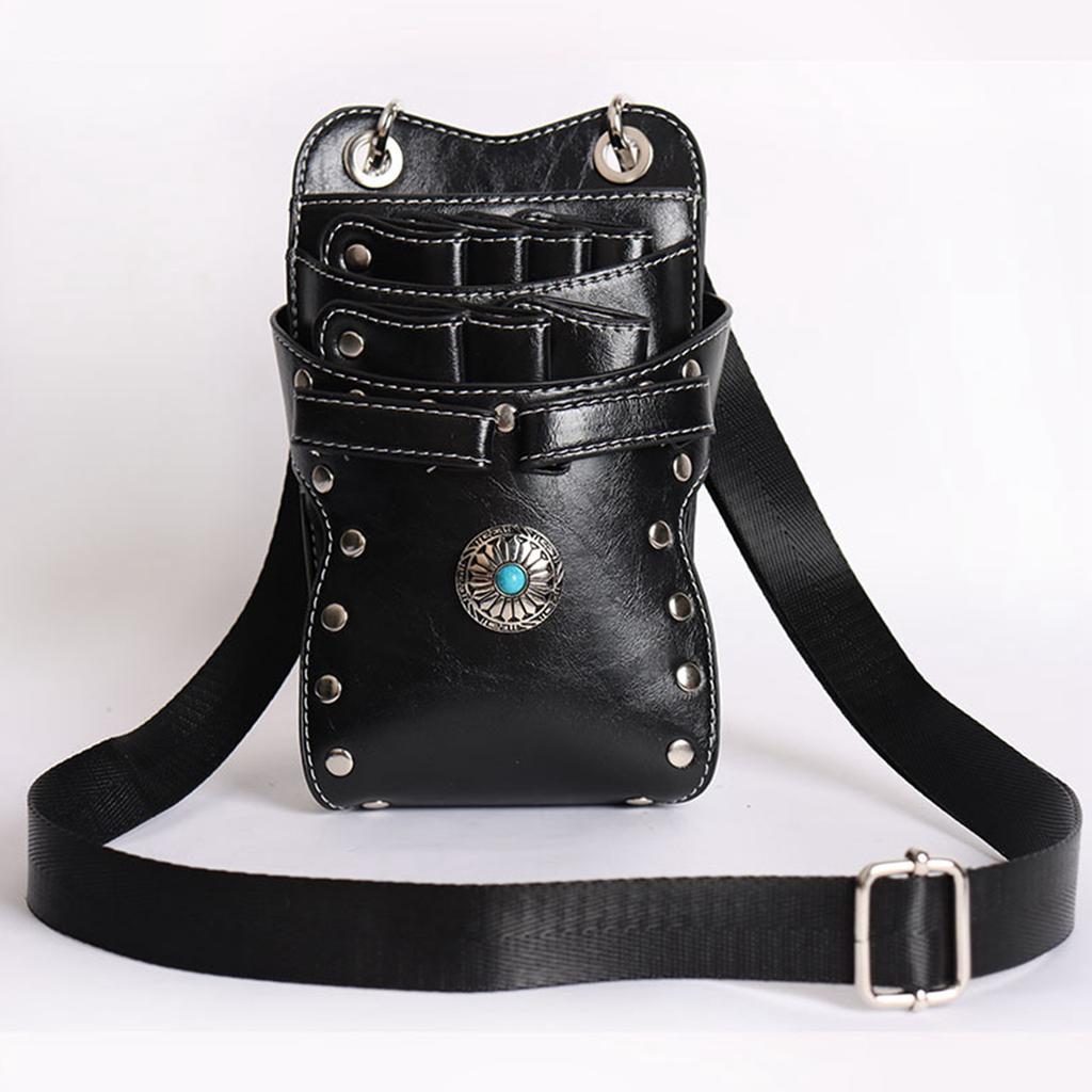 Barber Scissors Bag Hairstylist Waist Bag 7 Slot Detachable Scissor Holder Bag PU Leather Tool Bag for Scissor Hair