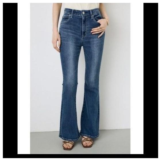 New and unused AZUL by moussy flare denim blue S size denim pants stretch short height hemmed