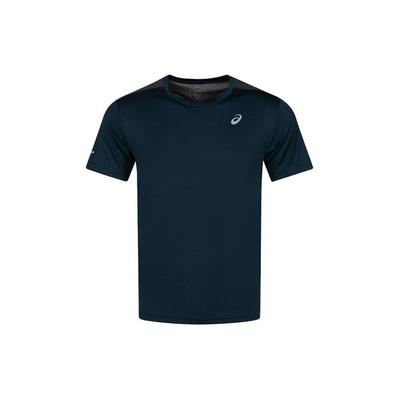 Herren Leichte Strick Rundhals Kurzarm T-Shirt Herren Oberteile Dunkelblau 2011D042-401