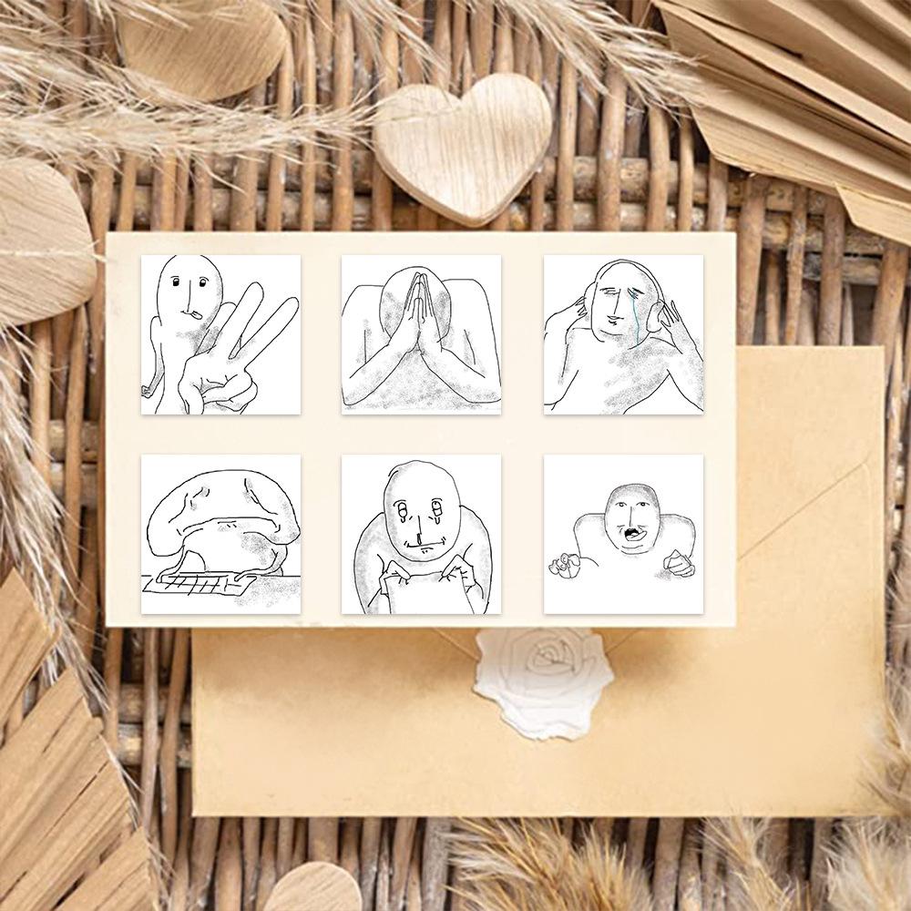 62Pcs Black and White Graffiti Emotional Breakdown Emoji Stickers, Material Stickers, Decorative Phone Cases, Water Cups, Guitar