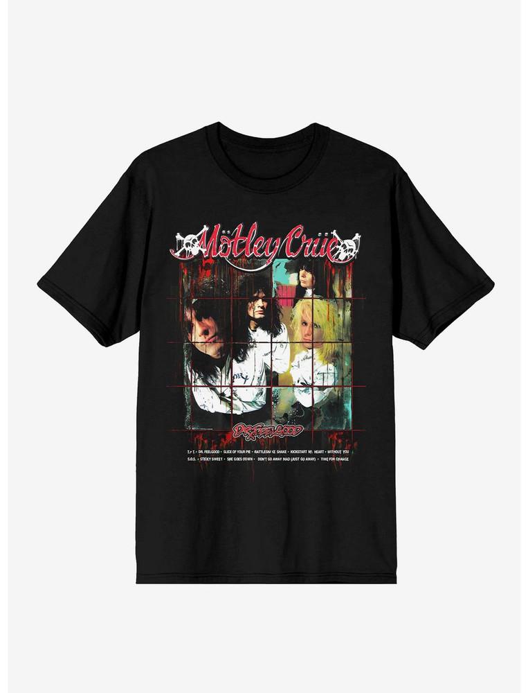 Motley Crue Dr Feelgood Tracklist T-Shirt Rock Band Tee Black Unisex Shirt LT XL