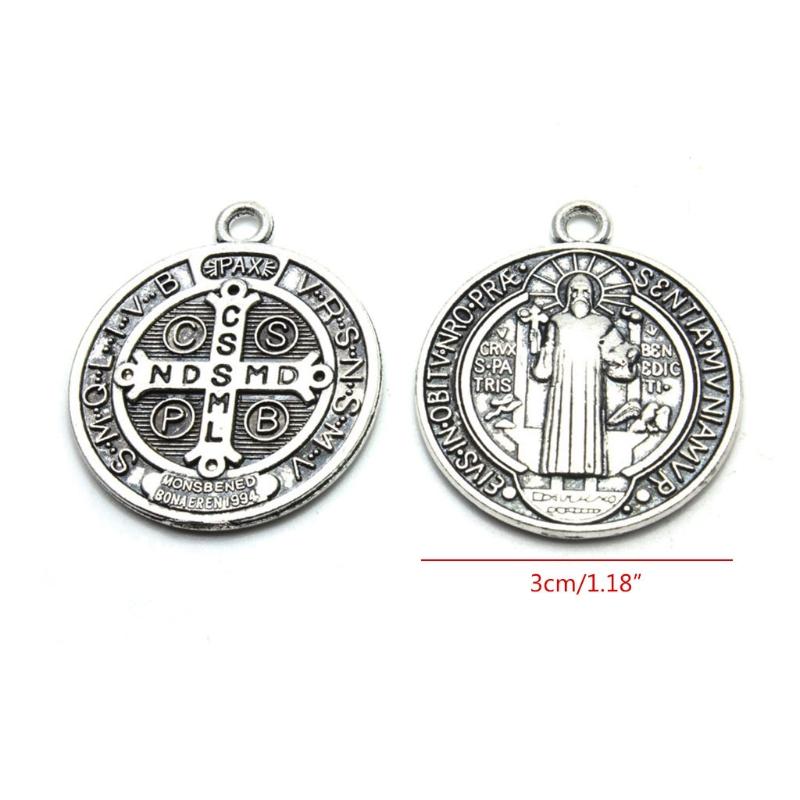 10 Pcs Saint Christopher/Michael/Jude Medal Necklace Zinc Alloy Saint Benedict Nursia Patron Against Evil Medal Pendant