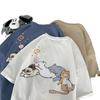 Men Summer Short Sleeve Casual Animal Cat Printed Street Hip Pop Style T Shirt Top