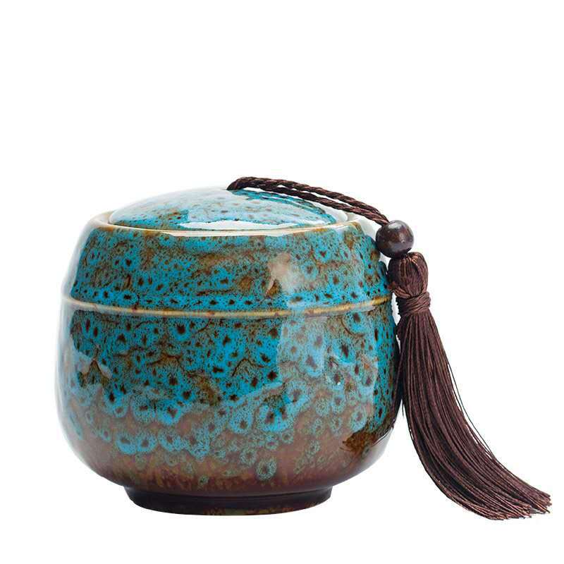 Creative Ceramic Small Tea Pot Kiln Turned Vintage Storage Candy Jar Portable Tea Set Accessories Medicine Powder Food Container